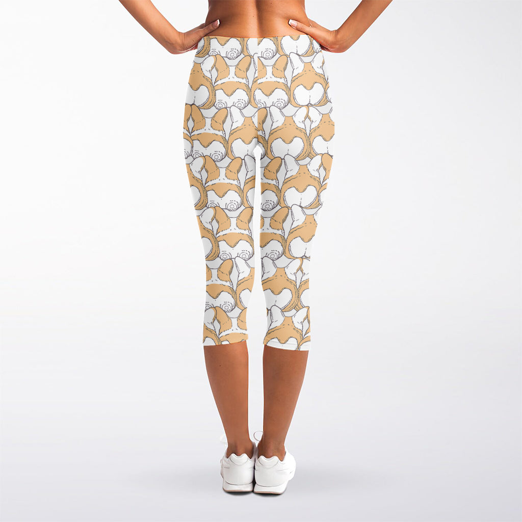 Corgi Butt Pattern Print Women's Capri Leggings