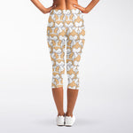 Corgi Butt Pattern Print Women's Capri Leggings