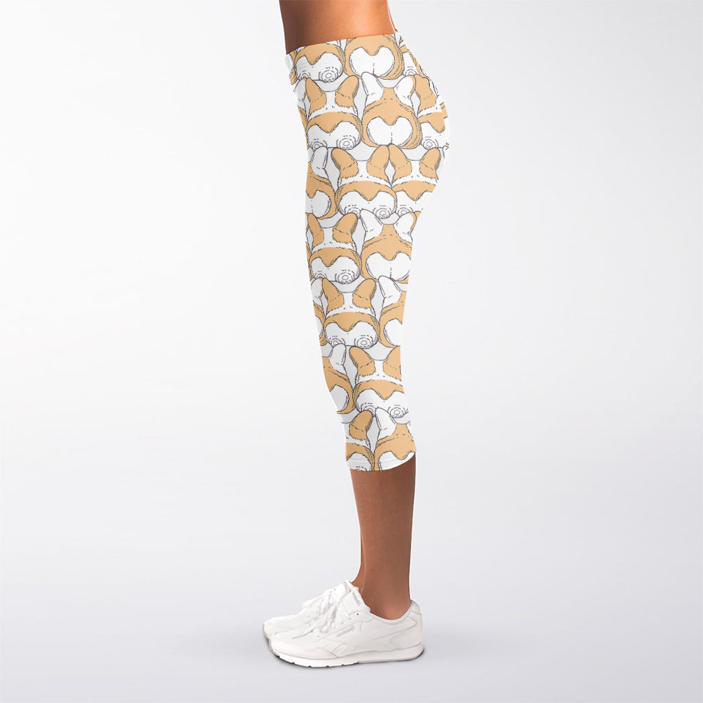 Corgi Butt Pattern Print Women's Capri Leggings