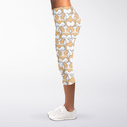 Corgi Butt Pattern Print Women's Capri Leggings