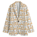 Corgi Butt Pattern Print Women's Cotton Blazer