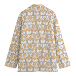 Corgi Butt Pattern Print Women's Cotton Blazer