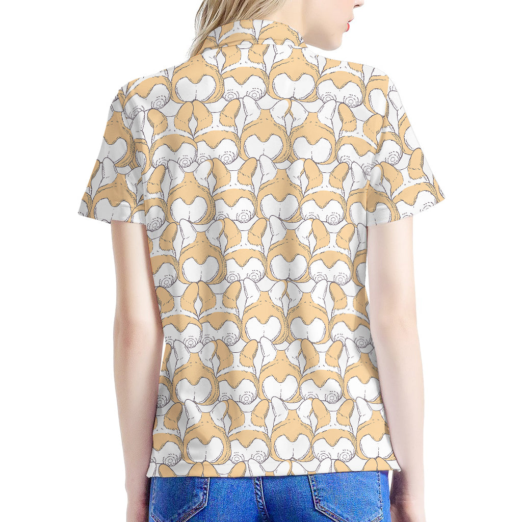 Corgi Butt Pattern Print Women's Polo Shirt