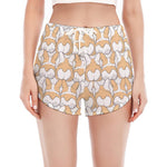 Corgi Butt Pattern Print Women's Split Running Shorts