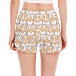 Corgi Butt Pattern Print Women's Split Running Shorts