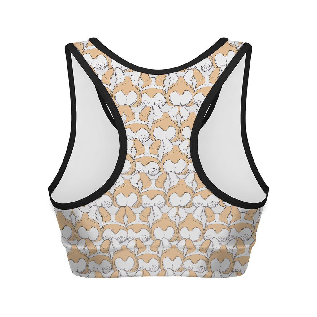 Corgi Butt Pattern Print Women's Sports Bra