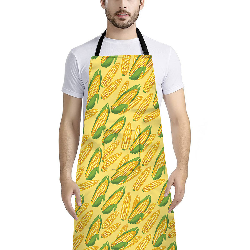 Corn Cob Pattern Print Bib Apron With Pocket
