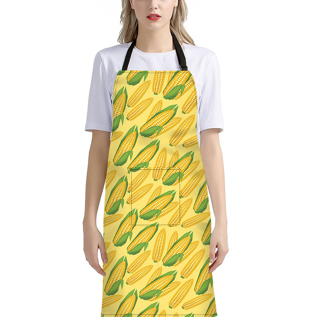 Corn Cob Pattern Print Bib Apron With Pocket