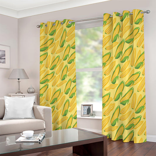 Corn Cob Pattern Print Blackout Grommet Curtains