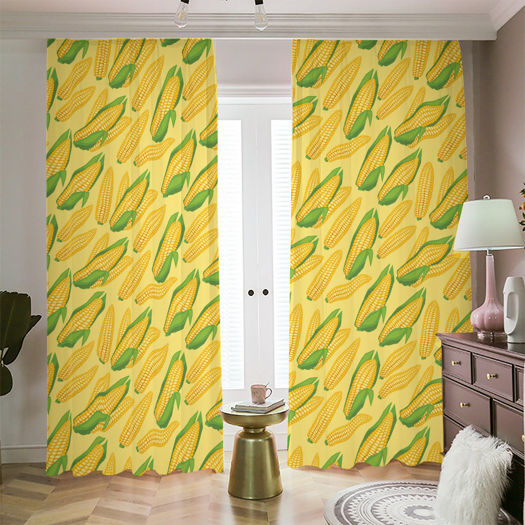 Corn Cob Pattern Print Blackout Pencil Pleat Curtains