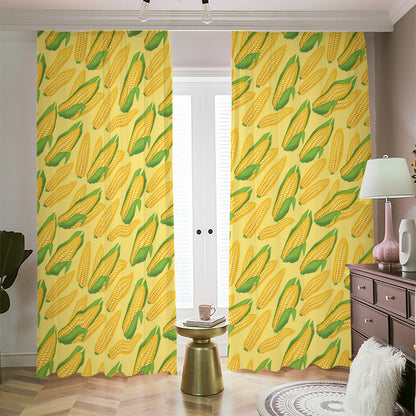Corn Cob Pattern Print Blackout Pencil Pleat Curtains