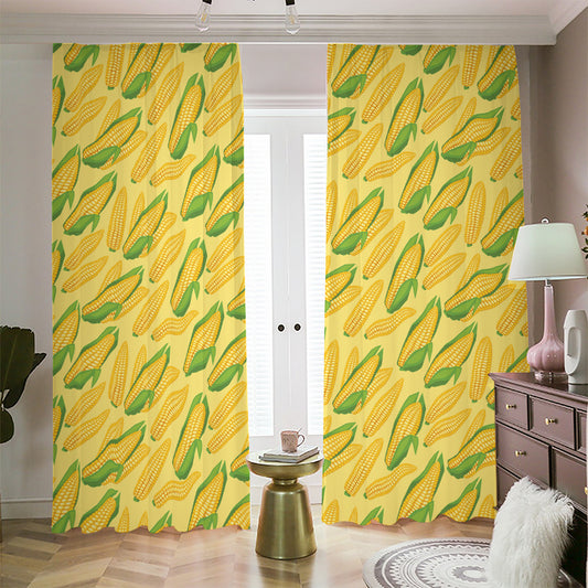 Corn Cob Pattern Print Blackout Pencil Pleat Curtains