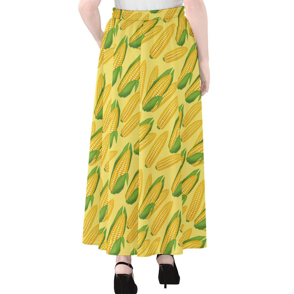 Corn Cob Pattern Print Chiffon Maxi Skirt