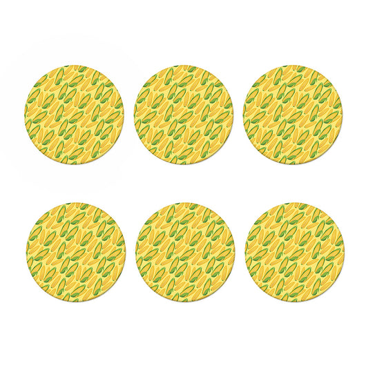 Corn Cob Pattern Print Coaster Set