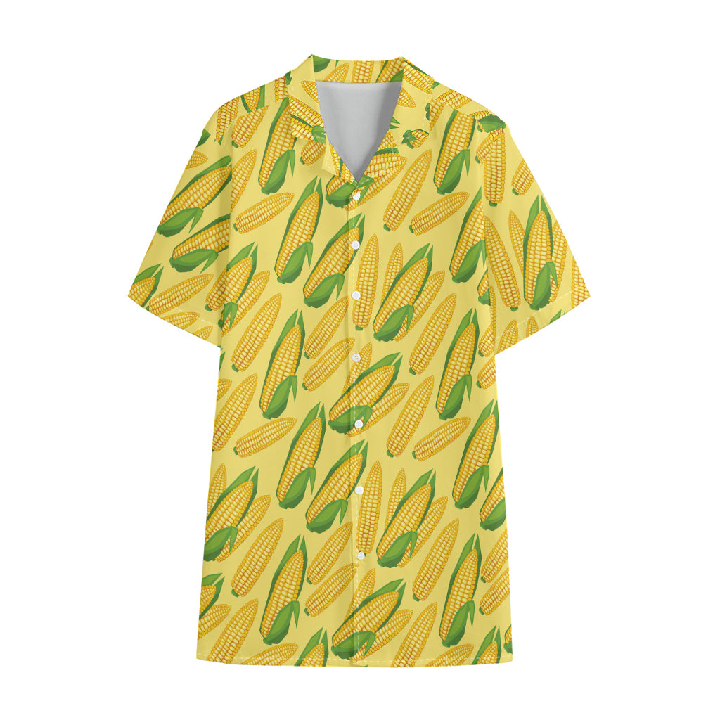 Corn Cob Pattern Print Cotton Hawaiian Shirt
