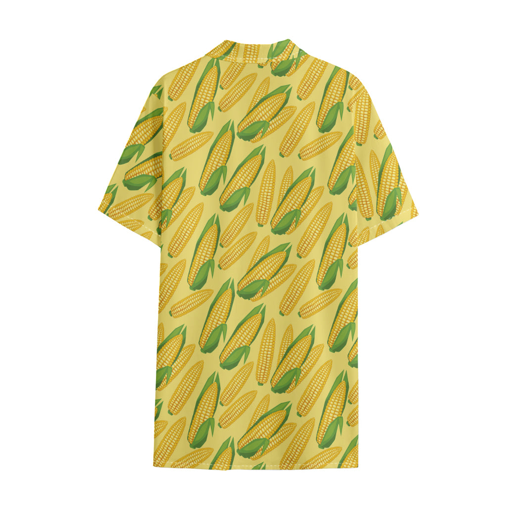 Corn Cob Pattern Print Cotton Hawaiian Shirt