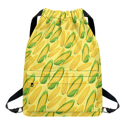 Corn Cob Pattern Print Drawstring Backpack