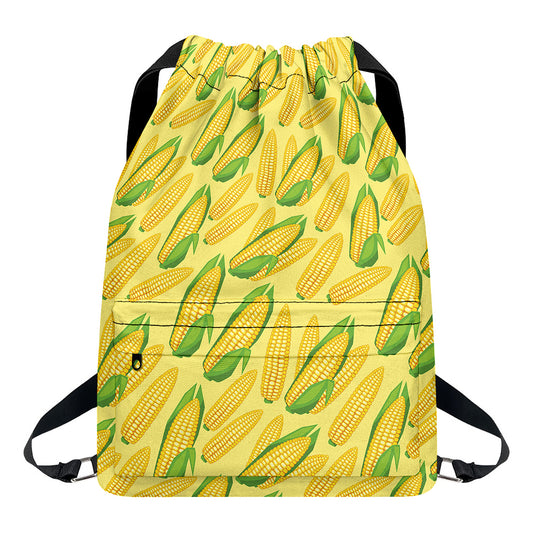 Corn Cob Pattern Print Drawstring Backpack
