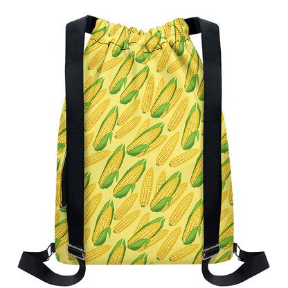 Corn Cob Pattern Print Drawstring Backpack