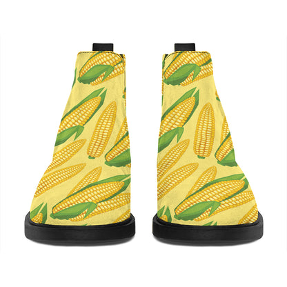 Corn Cob Pattern Print Flat Ankle Boots