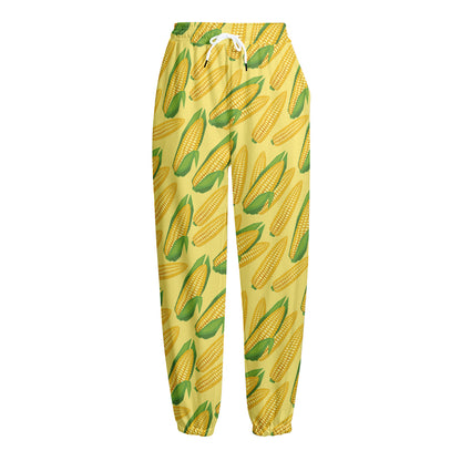 Corn Cob Pattern Print Fleece Lined Knit Pants