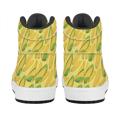 Corn Cob Pattern Print High Top Leather Sneakers