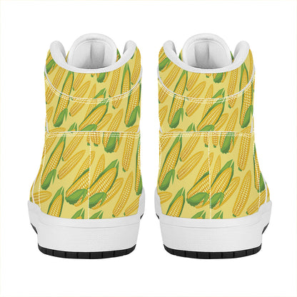 Corn Cob Pattern Print High Top Leather Sneakers