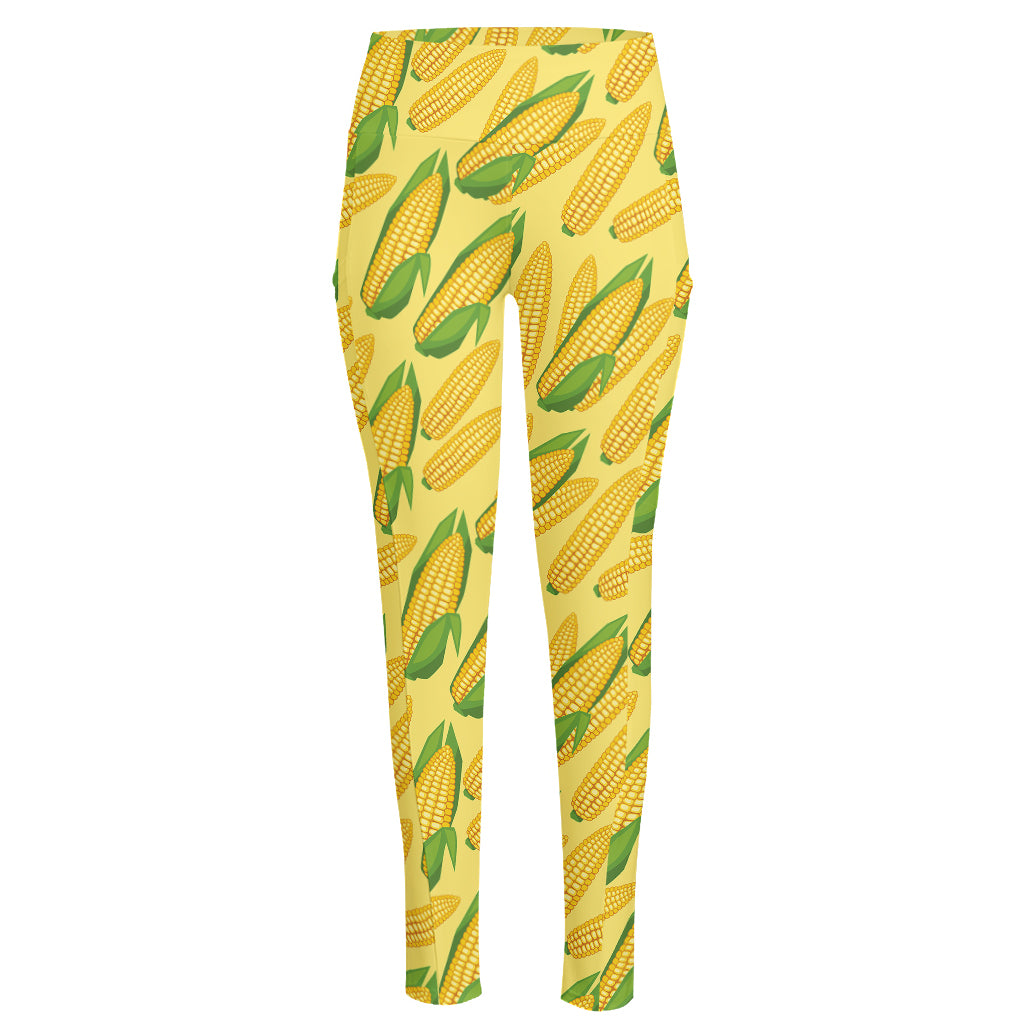 Corn Cob Pattern Print High-Waisted Pocket Leggings