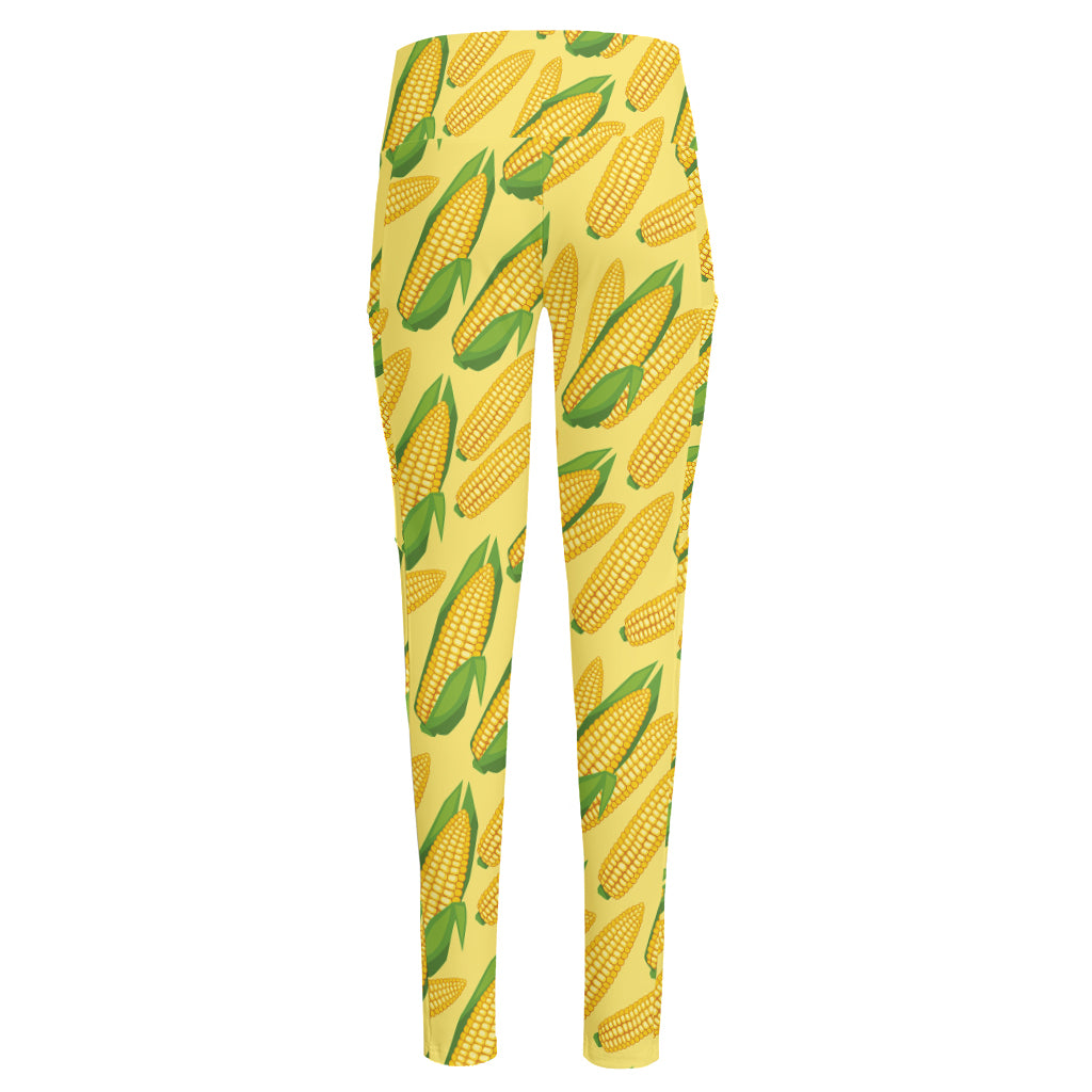 Corn Cob Pattern Print High-Waisted Pocket Leggings