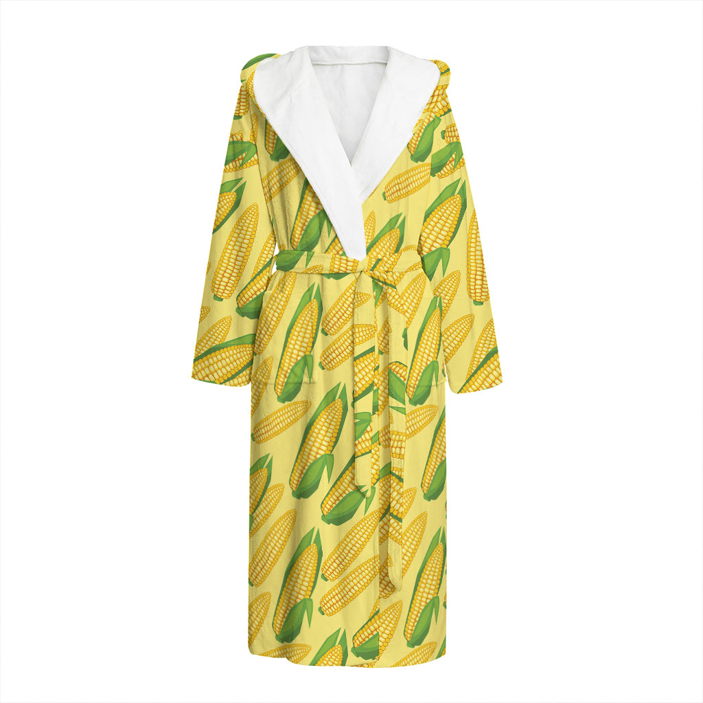 Corn Cob Pattern Print Hooded Bathrobe