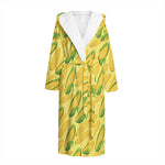 Corn Cob Pattern Print Hooded Bathrobe