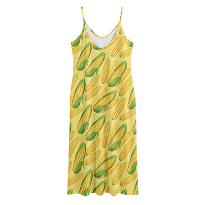 Corn Cob Pattern Print Jersey Midi Cami Dress