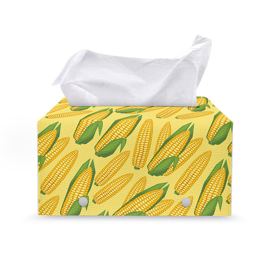 Corn Cob Pattern Print Leather Tissue Box Cover