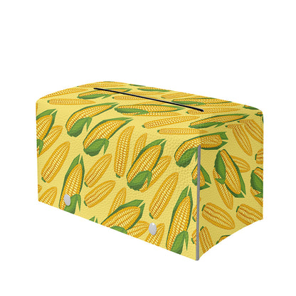 Corn Cob Pattern Print Leather Tissue Box Cover