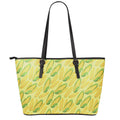 Corn Cob Pattern Print Leather Tote Bag With Zipper