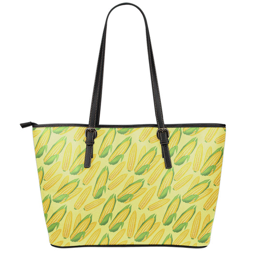 Corn Cob Pattern Print Leather Tote Bag