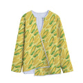 Corn Cob Pattern Print Long Sleeve Short Coat