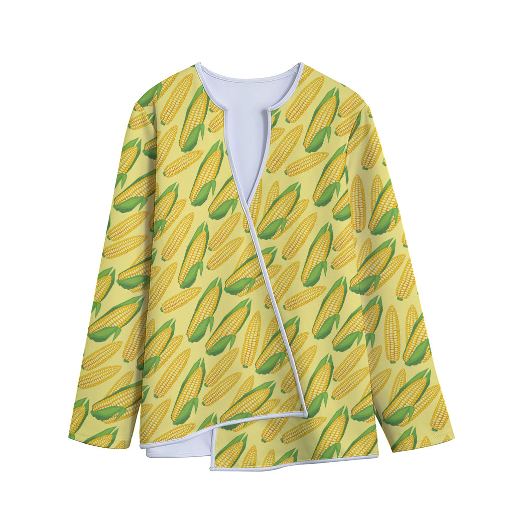 Corn Cob Pattern Print Long Sleeve Short Coat