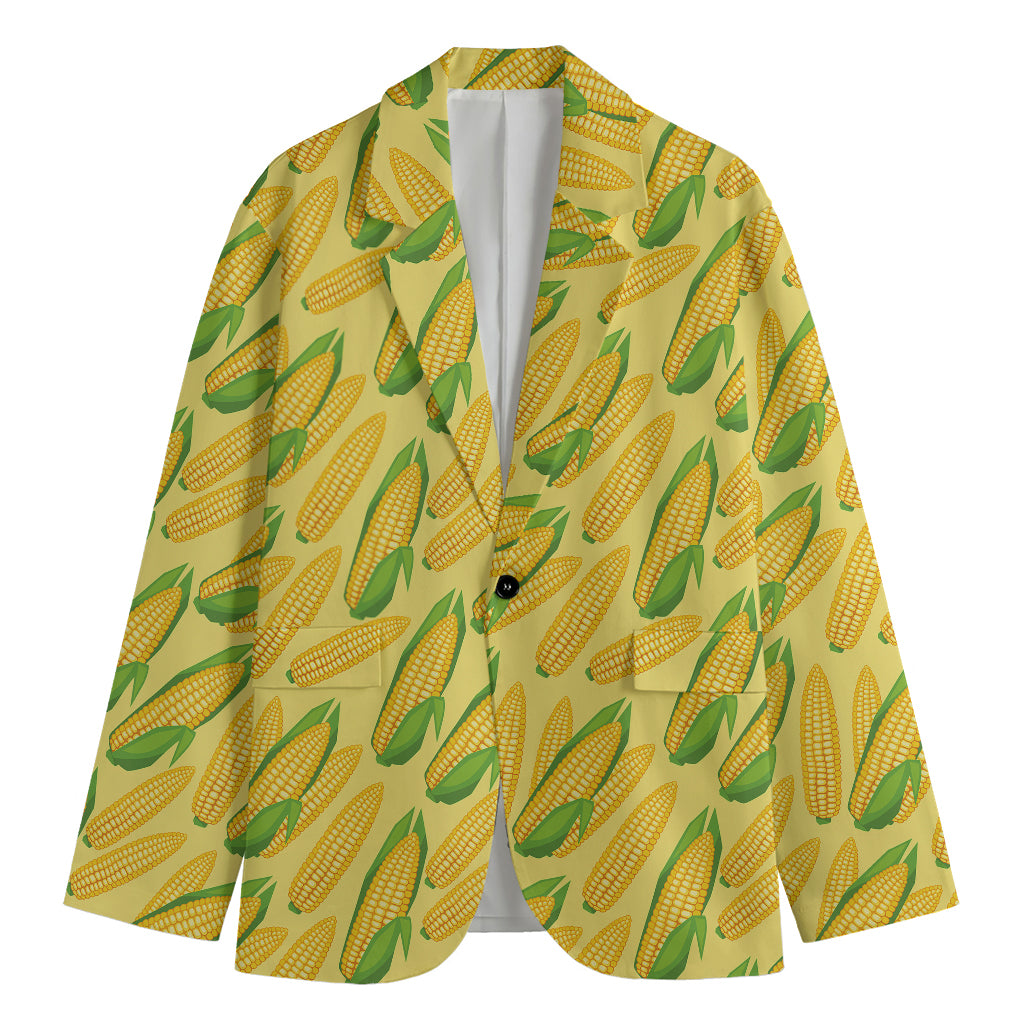 Corn Cob Pattern Print Men's Cotton Blazer