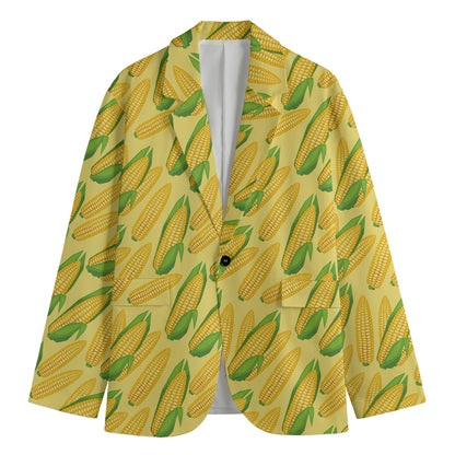 Corn Cob Pattern Print Men's Cotton Blazer