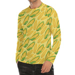 Corn Cob Pattern Print Men's Long Sleeve Rash Guard