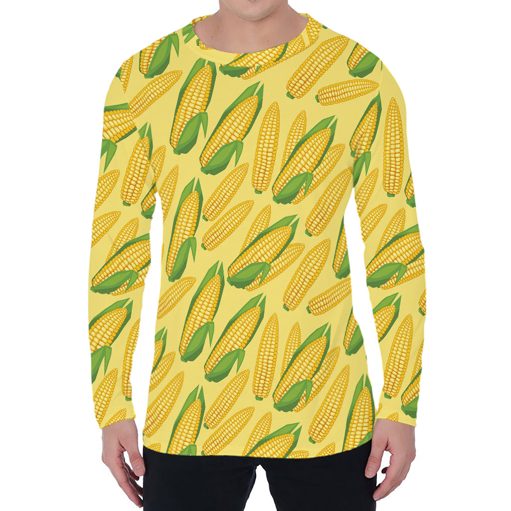 Corn Cob Pattern Print Men's Long Sleeve T-Shirt