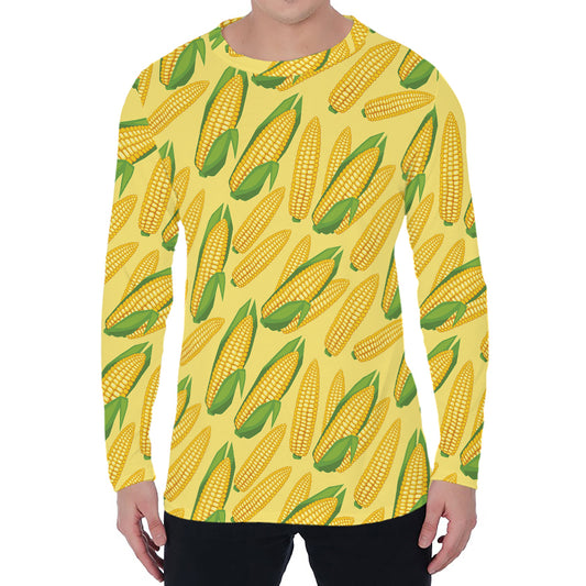 Corn Cob Pattern Print Men's Long Sleeve T-Shirt