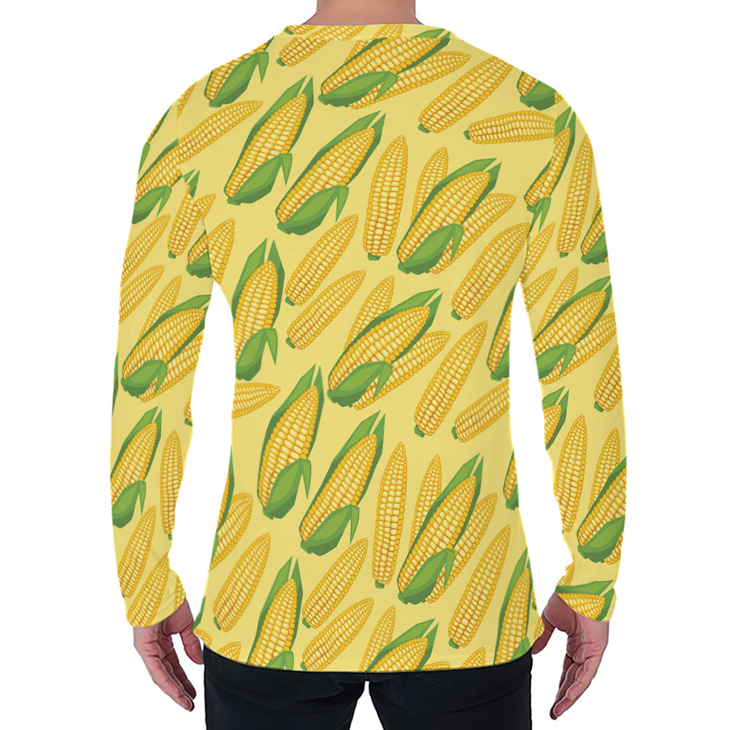 Corn Cob Pattern Print Men's Long Sleeve T-Shirt