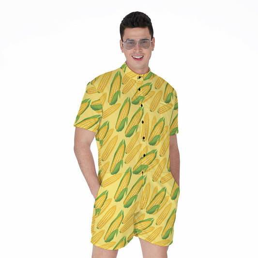 Corn Cob Pattern Print Men's Rompers