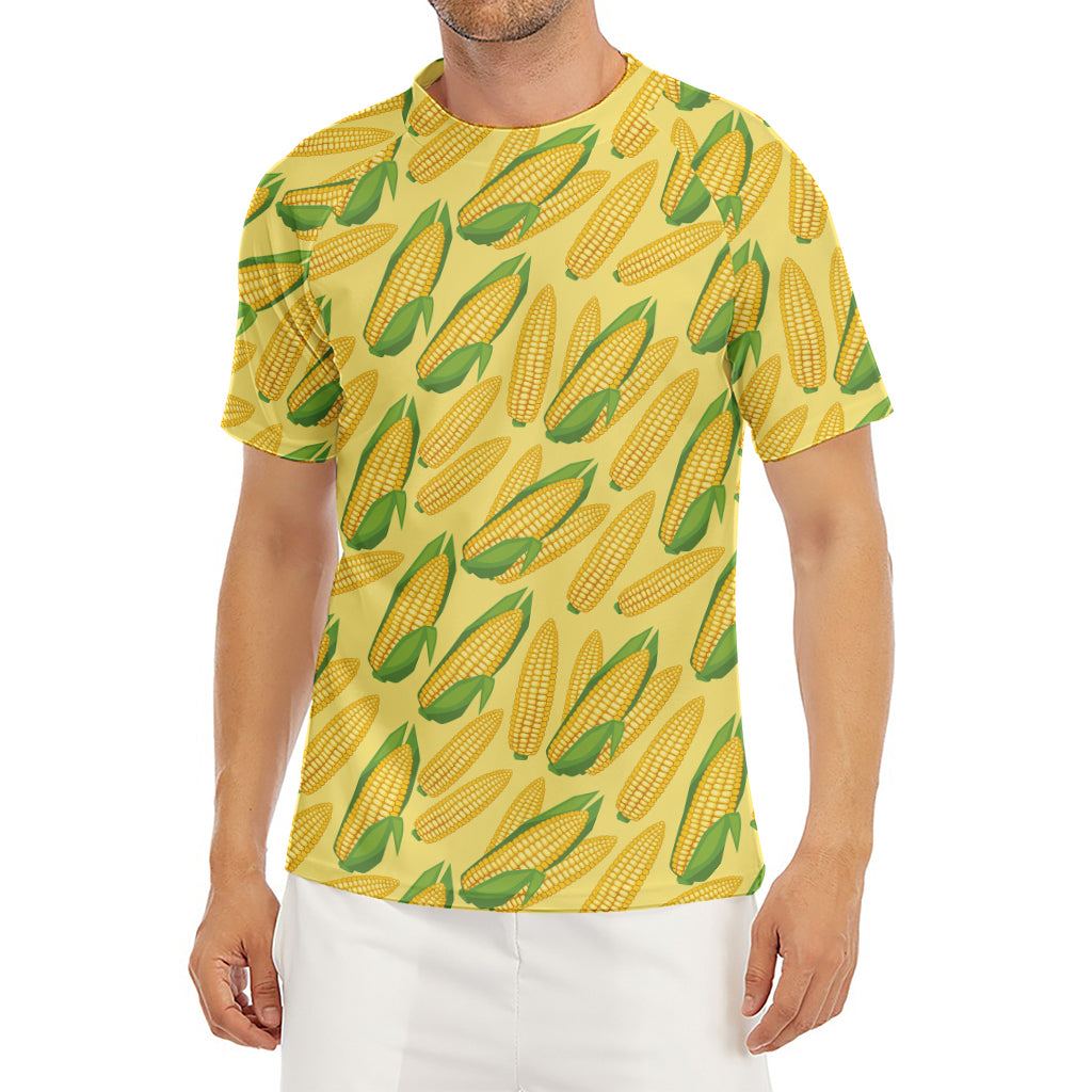 Corn Cob Pattern Print Men's Short Sleeve Rash Guard