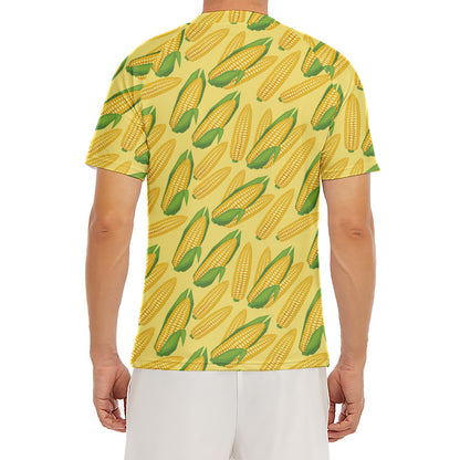 Corn Cob Pattern Print Men's Short Sleeve Rash Guard
