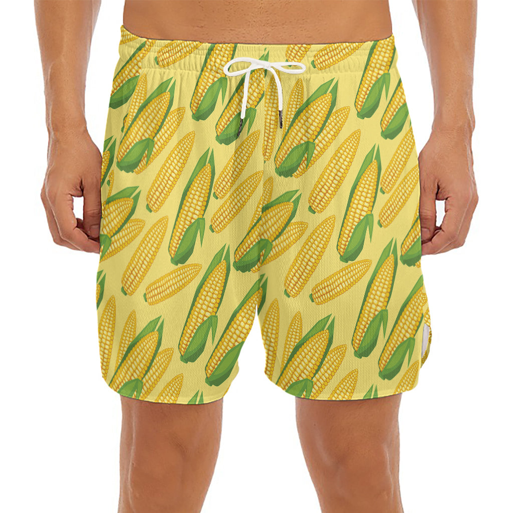 Corn Cob Pattern Print Men's Split Running Shorts