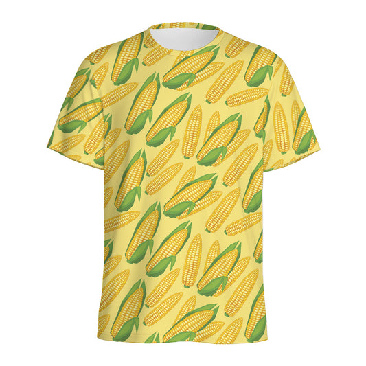 Corn Cob Pattern Print Men's Sports T-Shirt
