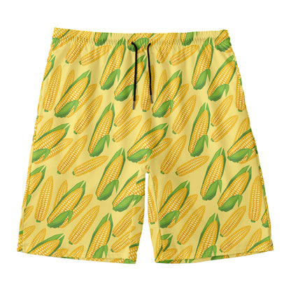 Corn Cob Pattern Print Men's Swim Trunks
